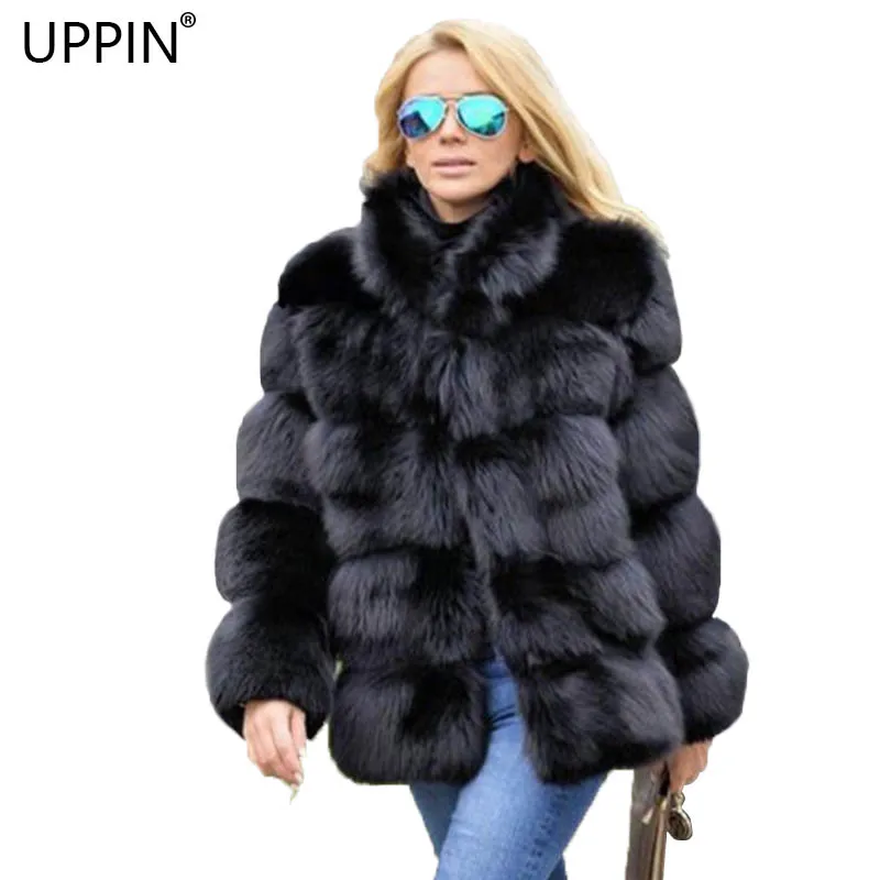 UPPIN шуба 2018 новое зимнее пальто женское из искусственного лисьего меха плюс