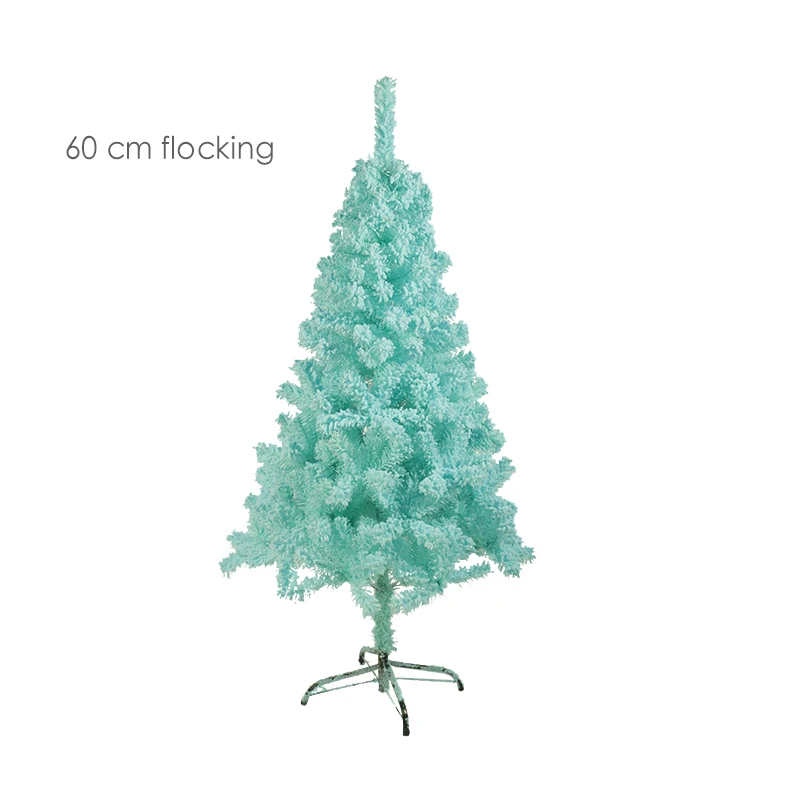 60cm Flocking HOYVJOY Рождество год дерево светильник синий ПВХ+ Флокирование с светодиодный вечерние 60 см мини тяжелый сосновый искусственный домашний декор - Цвет: 60cm Flocking