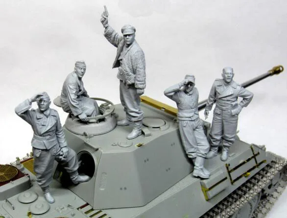 1/35 Resin Figure WW2 German Tank Crew 5pcs/set Model Kits