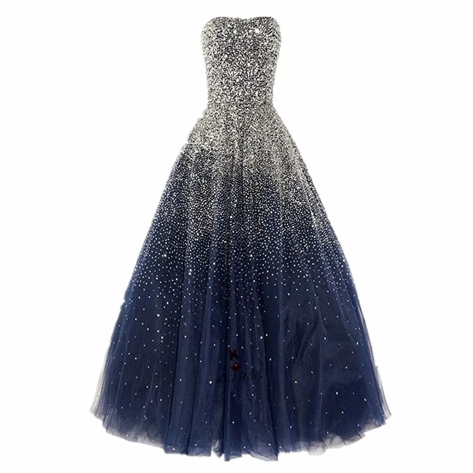 Vestidos de Quince anos милые 16 Бальные платья темно-синего цвета со сверкающими кристаллами Бальные платья дебютантные платья платье для выпускного вечера для девочек