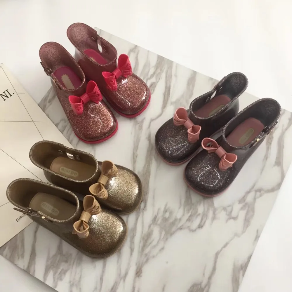 Melissa/милые непромокаемые сапоги с бантом Нескользящие водонепроницаемые для