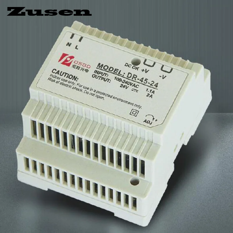 Zusen DR-45W-12V 15V 24V 48V Защита от перегрузки din-рейку импульсный Мощность питания