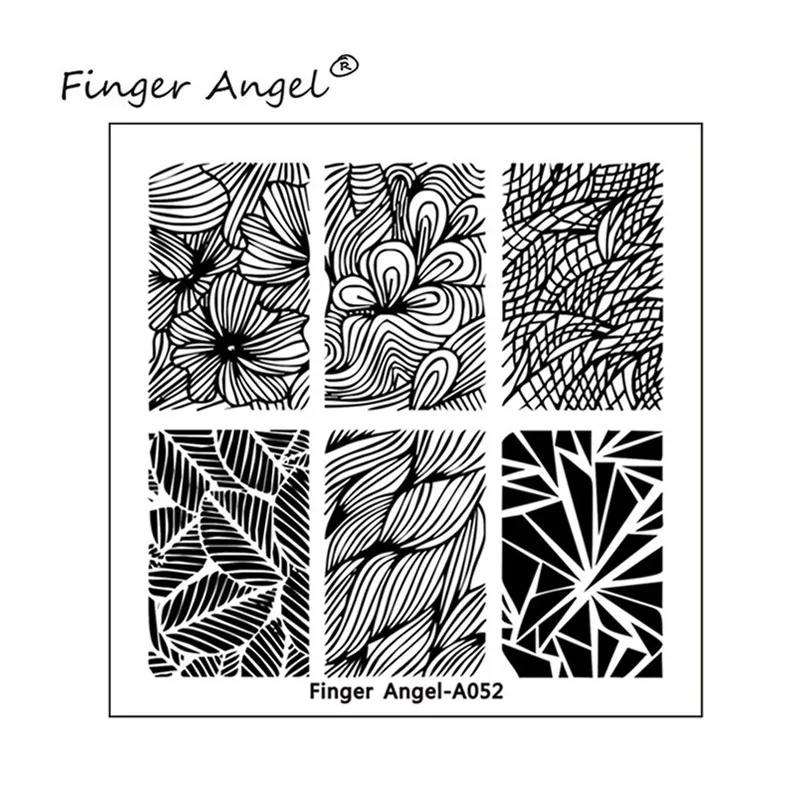 Finger Angel Дизайн ногтей 6*6 см квадратные штампованные пластины кружева цветок модный дизайн с белым цветом задняя крышка ногтей шаблоны# HQF01 - Цвет: A052-backcover
