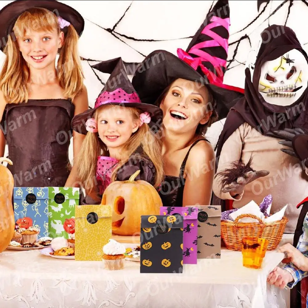 Теплый 36 шт на Хэллоуин с надписью Trick или Treat сумки Шесть стилей партии пользу и