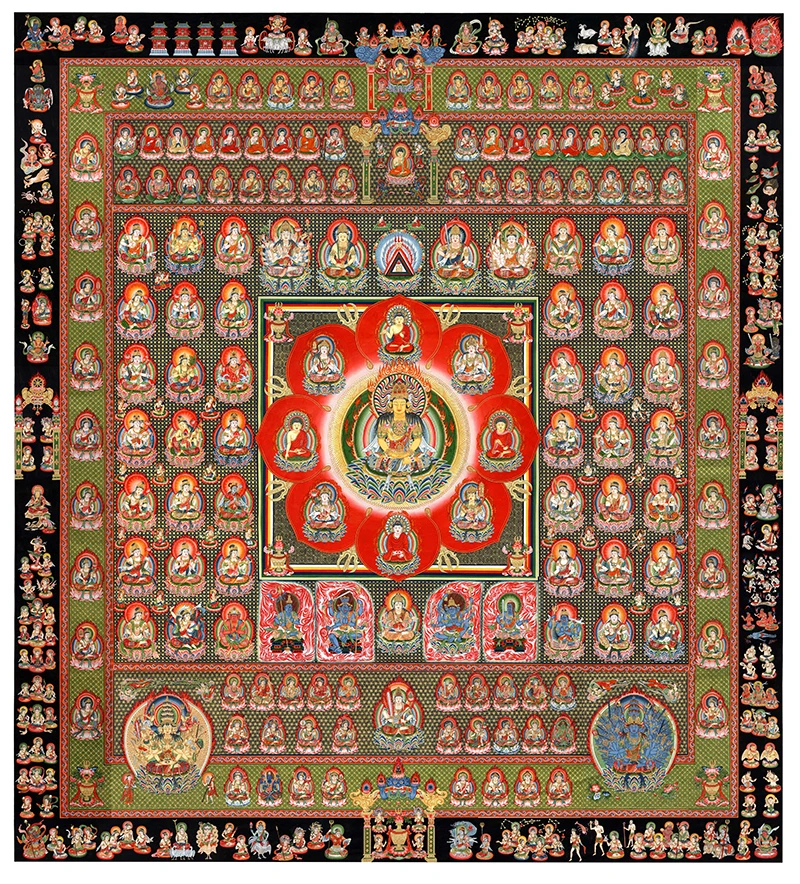 Thangka Мандали с Буддой тибетская религиозная картина на холсте живопись мандалой |