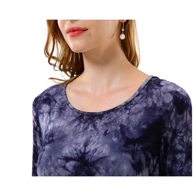 Женская футболка с длинным рукавом и круглым вырезом асимметричным подолом|shirt