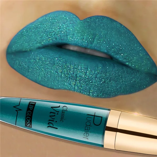 Pudaier Brand Glitter Liquid Lipstick Metal Metallic Shimmer Shining Waterproof Pigment Lip Gloss Tint Cosmetics Makeup - Цвет: 12