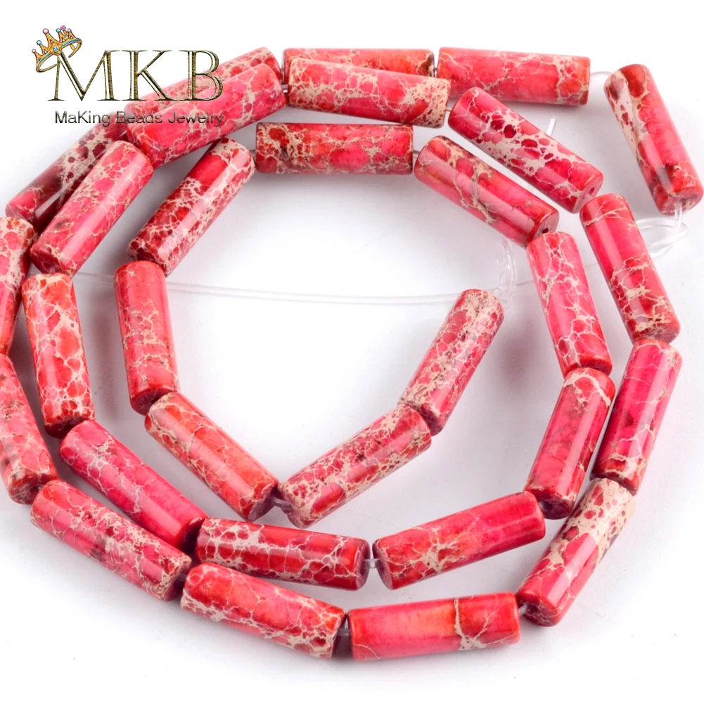 

30pcs/lot Natural Red Sea Sediment Jaspers Tube Beads For Jewelry Making 4*13mm Spacer Beads Diy Handmade Jewellery Accessories