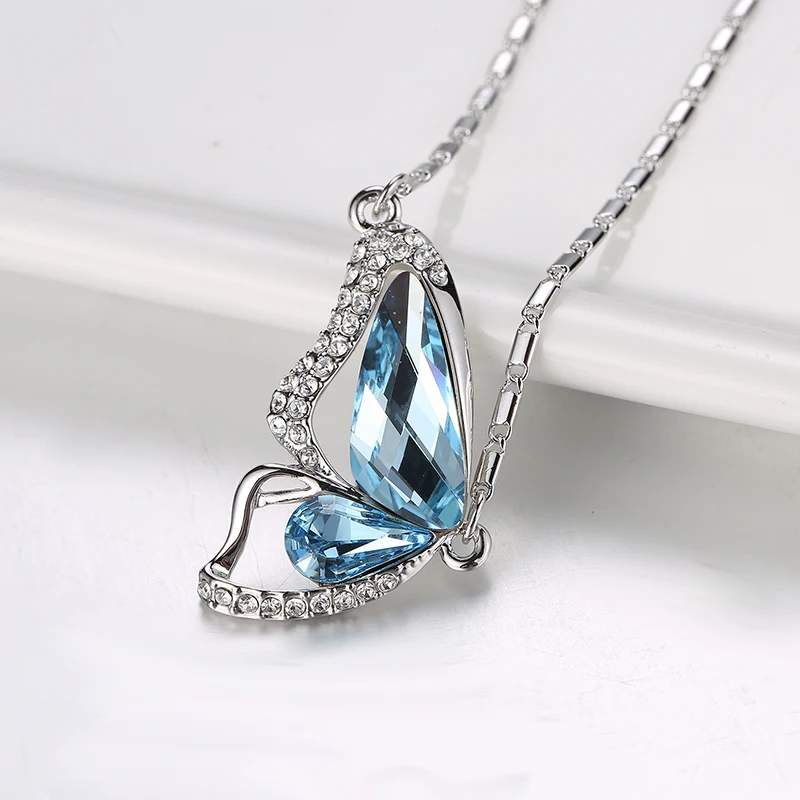 Baffin Милая бабочка кулон цепочки и ожерелья кристаллами от Swarovski серебро цвет цепи Colar Femme себе ювелирные изделия подарок на день матери