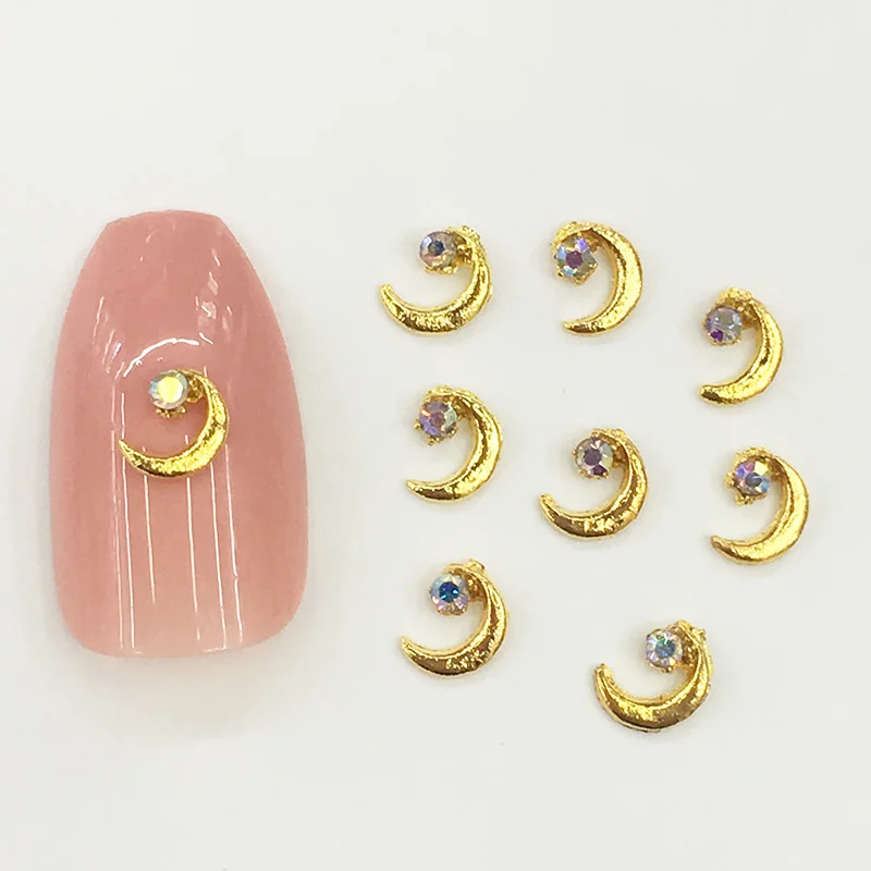 

50 pcs/bag New Style A Diamond Moon Nail Art Decoration AB/White Rhinestone 3D Nail Jewelry Ornament Nail Paste Manicures L458