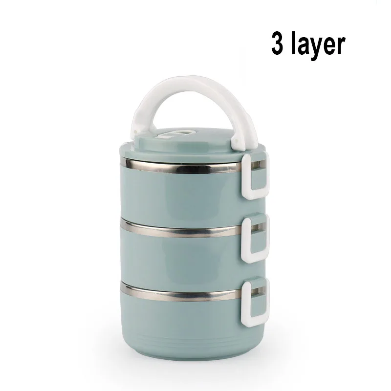 3 Layer (Blue) Утолщенный Ланч-бокс из нержавеющей стали, термо-бокс для еды, Ланчбокс в японском стиле для взрослых и детей, для офиса, портативный, для пикника, школы - Цвет: 3 Layer (Blue)
