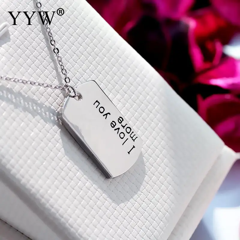 Я люблю тебя больше букв ожерелье Прямоугольник Серебряный цвет кулон овальная