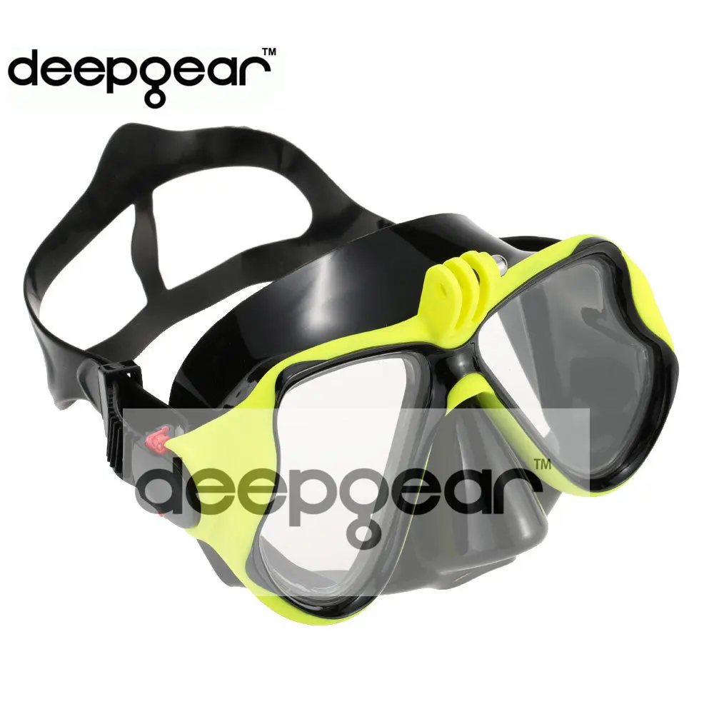 DEEPGEAR профессиональная маска для подводного плавания Gopro камера маска для дайвинга желтая силиконовая маска для подводного плавания маска для взрослых Маска для подводного плавания верхняя одежда для дайвинга