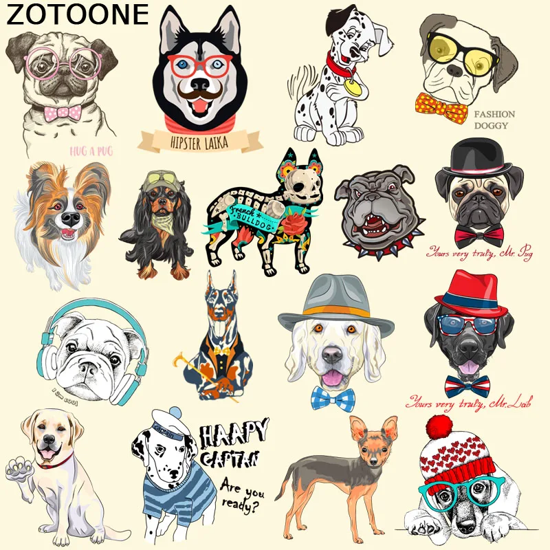 

ZOTOONE Cartoon Dog Patches Iron On Transfer Sticker For Clothes Badge Appliques DIY T-shirt Dress Thermal Heat Transfer Paper C