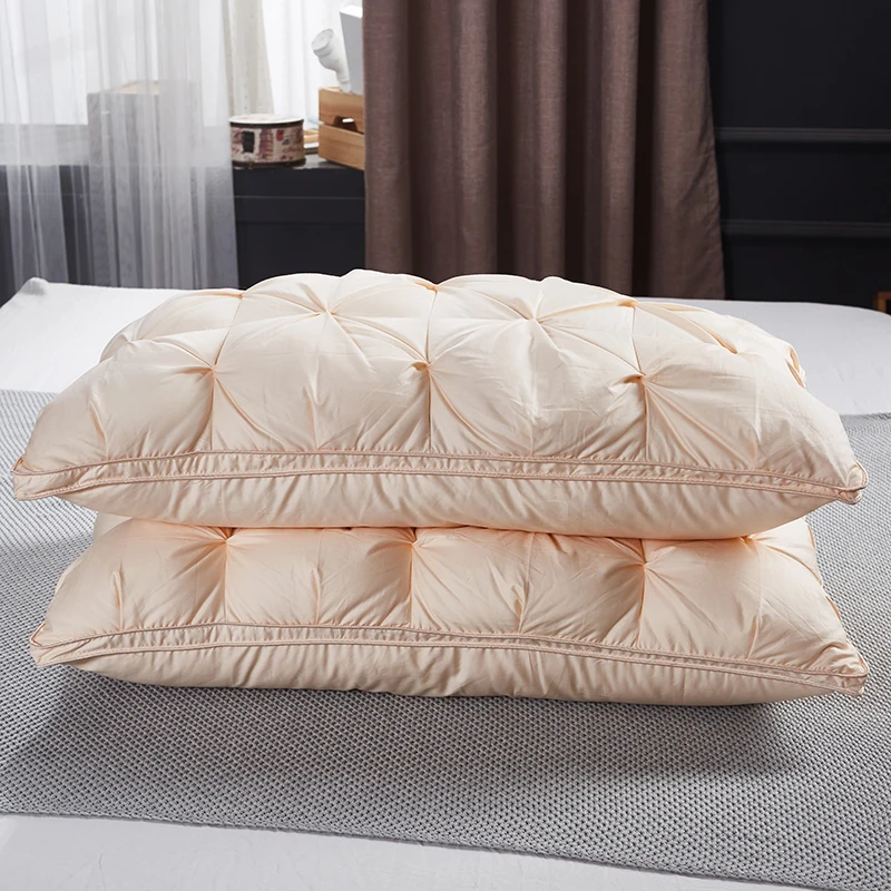 

HS 3D Twist flower 48*74cm Rectangle White Goose/Duck Down Feather Bedding Pillows Down-Proof 100% Polyester 80S Fabric 1.3kg