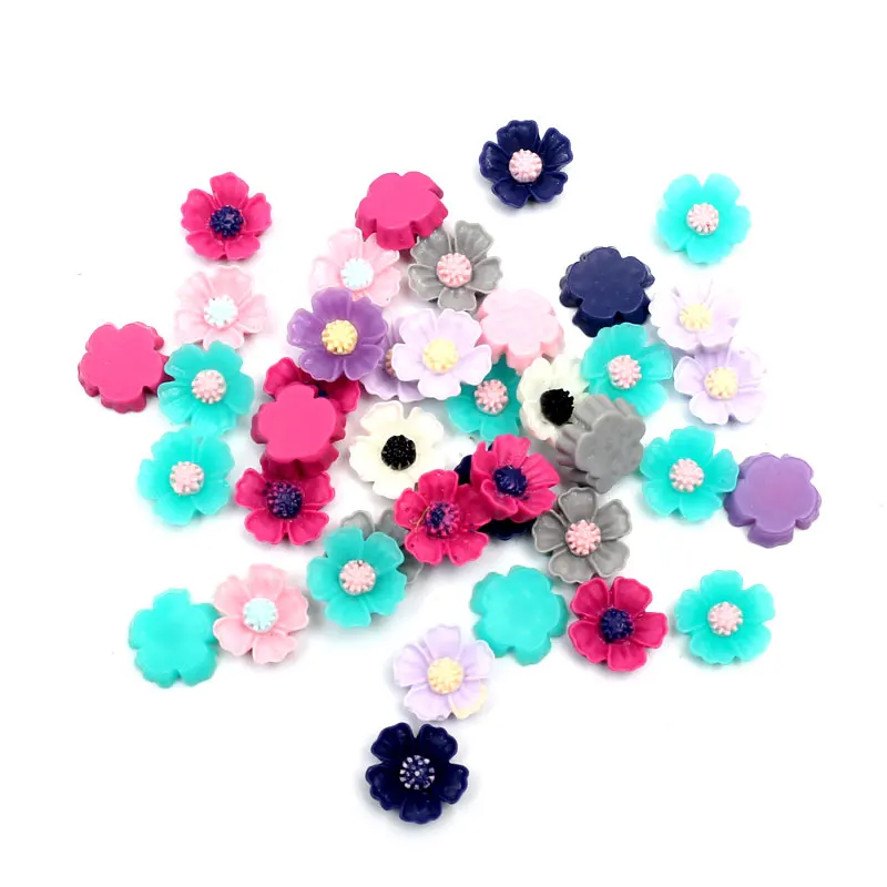 100 шт. смешанные цветы украшения из смолы с плоским основанием кабошон аксессуары