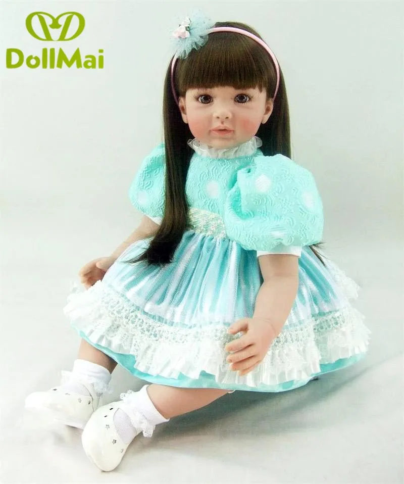 

60cm Silicone Reborn Baby Doll Toys Like Real 24inch Vinyl Princess Long Hair Toddler Girl Babies Dolls Gift bebes reborn