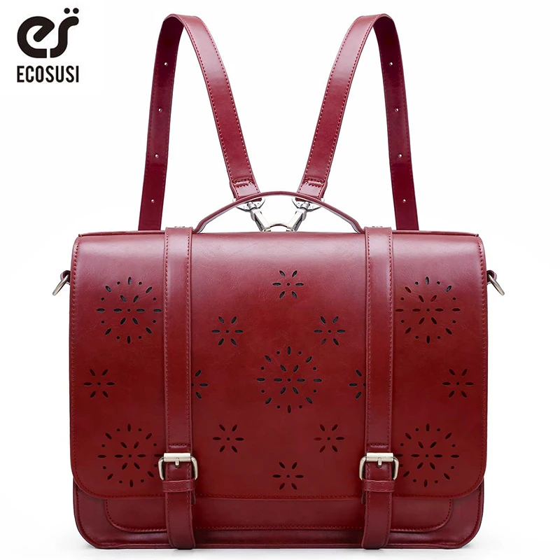 Сумка мессенджер ECOSUSI женская из искусственной кожи 15 3 дюйма|leather shoulder bag|designer