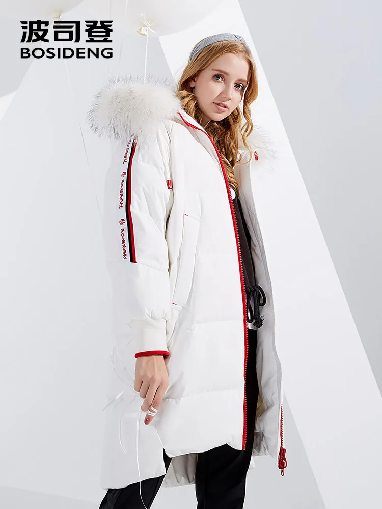 BOSIDENG зимняя новая стильная женская пуховая куртка длинная свободная модная
