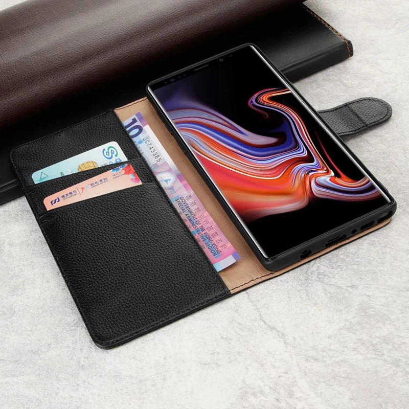 Чехол из натуральной кожи для samsung Galaxy Note 9 8 чехол s8 S9 Plus полная защита флип