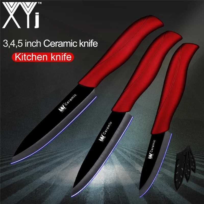 Red H Black Blade " 4" " дюймовый керамический кухонный нож ABS+ TPR Ручка острое лезвие керамический нож набор из 3 предметов XYj качественный кухонный нож Новое поступление - Цвет: Red H Black Blade