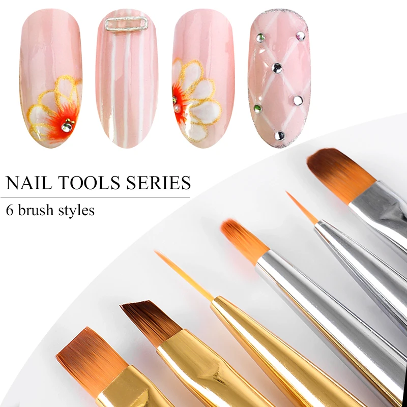 

MEET ACROSS 1Pcs Gradient Drawing Nail Brush Metal Hand Smile Moon Shaped Acrylic French Nail Art Brush DIY Salon Drawing Tool