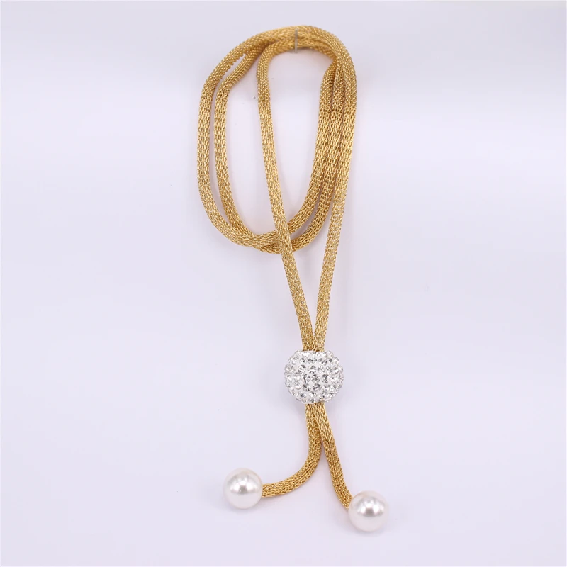 Gold color 16mm 72 см регулируемое длинное ожерелье золотого и серебряного цвета Женская мода свитер юбка с аксессуарами активность ожерелье регулируемое - Окраска металла: Gold color 16mm
