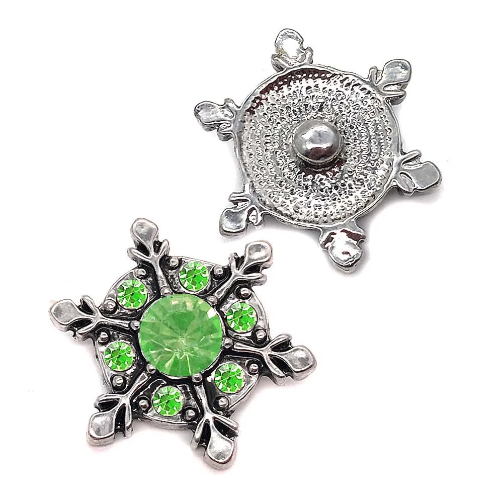 

Wholesale w045 snowflake 18mm 20mm rhinestone metal button for snap button Bracelet Necklace Jewelry For Women Silver jewelry