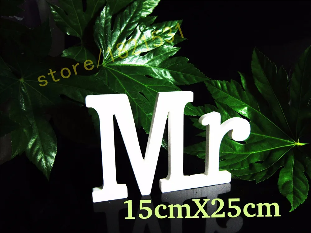 Сочетающиеся буквы высотой 15 см украшение для дома MR & MRS Деревянные белые