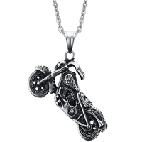 2019 new fashion tibetan silver pendant motorcycle pendant necklace men chain long necklace cross chain handmade jewelry