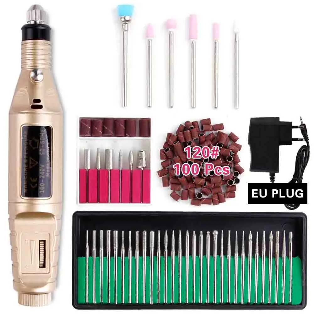 Set 8 EU Plug Профессиональный электрический сверлильный станок для ногтей, инструменты для маникюра, керамические сверла для кутикулы, роторные сверла для удаления напильников, оборудование для дизайна ногтей - Цвет: Set 8 EU Plug