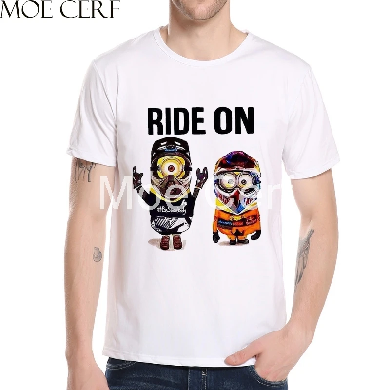 Футболка с надписью RIDE ON футболка для езды на велосипеде миньонами Мужская в