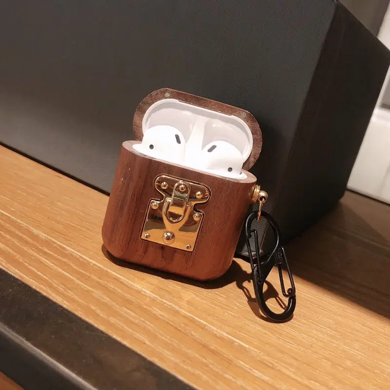 Чехол для Airpods, милый чехол для Airpods 1:1, зарядная коробка для Airpod, bluetooth-гарнитура, металлическая деревянная коробка, роскошная защита от ударов