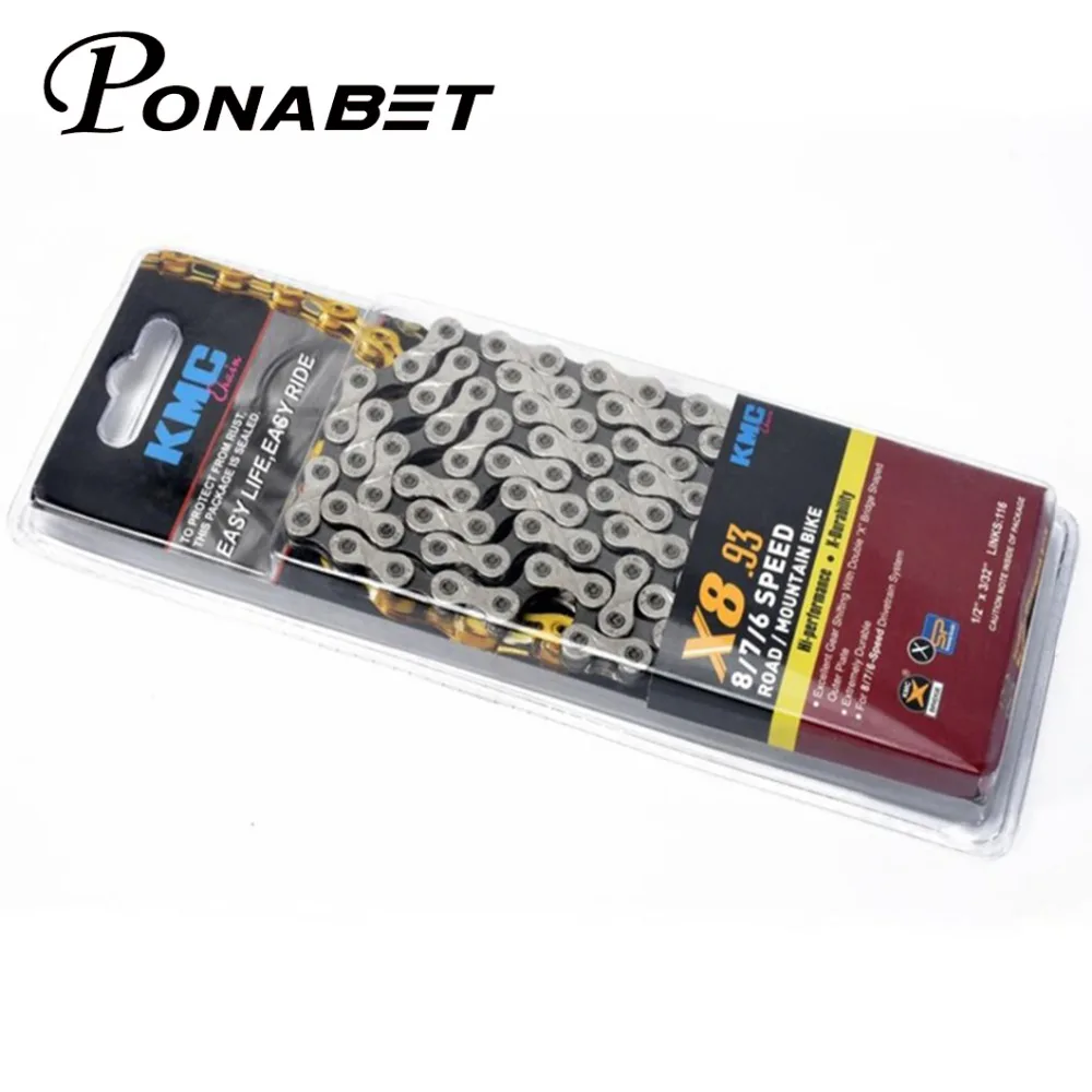 Цепь для велосипеда Ponabet KMC X8.93 двойная 6/7/8 скоростей MTB 116 звеньев тип цепи | Спорт и