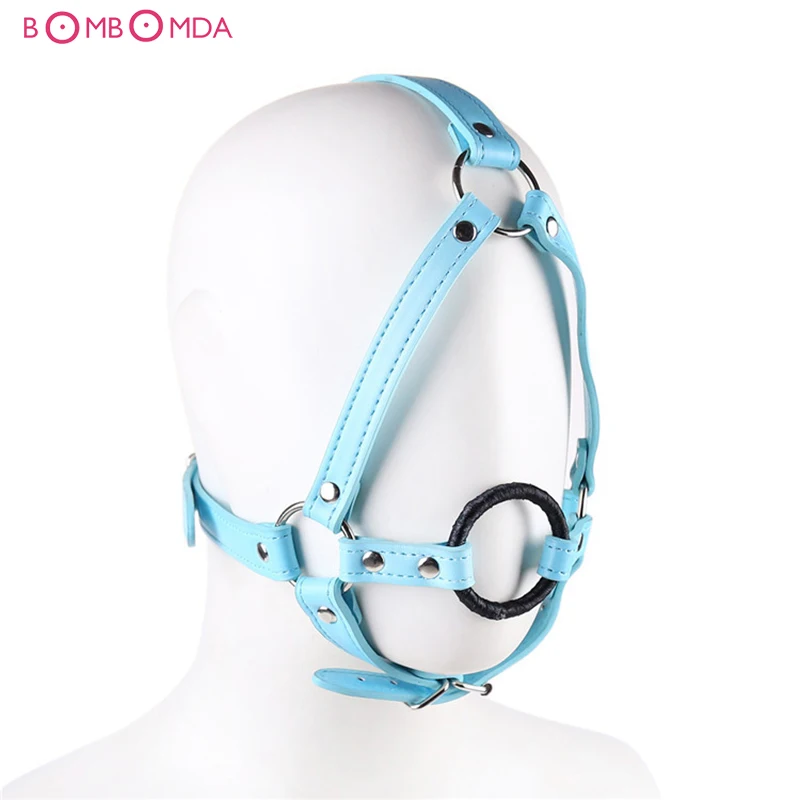 Кожаный головной убор секс бондаж открытый рот кляп сдерживающий пенис