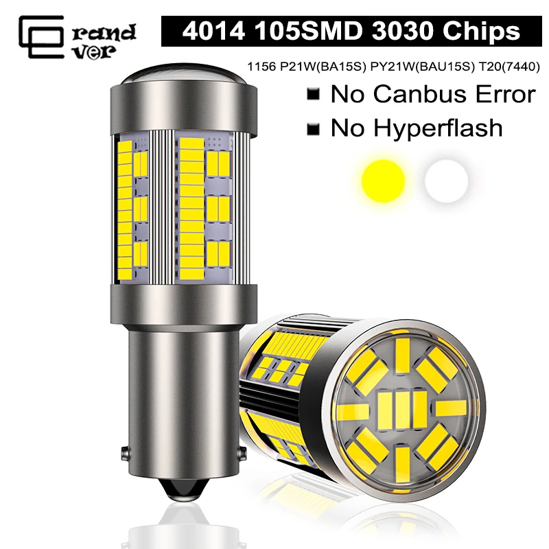 1 шт. 1156 P21W светодиодный BA15S PY21W BAU15S Canbus лампы 12V 4014 105SMD T20 7440 w21w для обратный сигнал