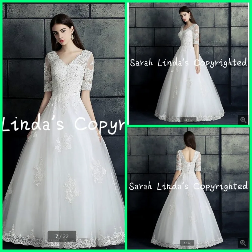 Vestidos De Noiva 2017 ТРАПЕЦИЕВИДНОЕ кружевное свадебное платье с коротким рукавом