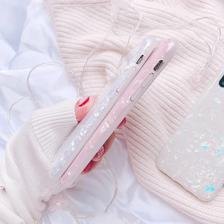 Блестящий чехол для телефона для samsung Galaxy S10 S10plus S9 S8 plus мраморный рисунок в виде ракушки из мягкого ТПУ силиконовый чехол s Чехол S10+ чехол