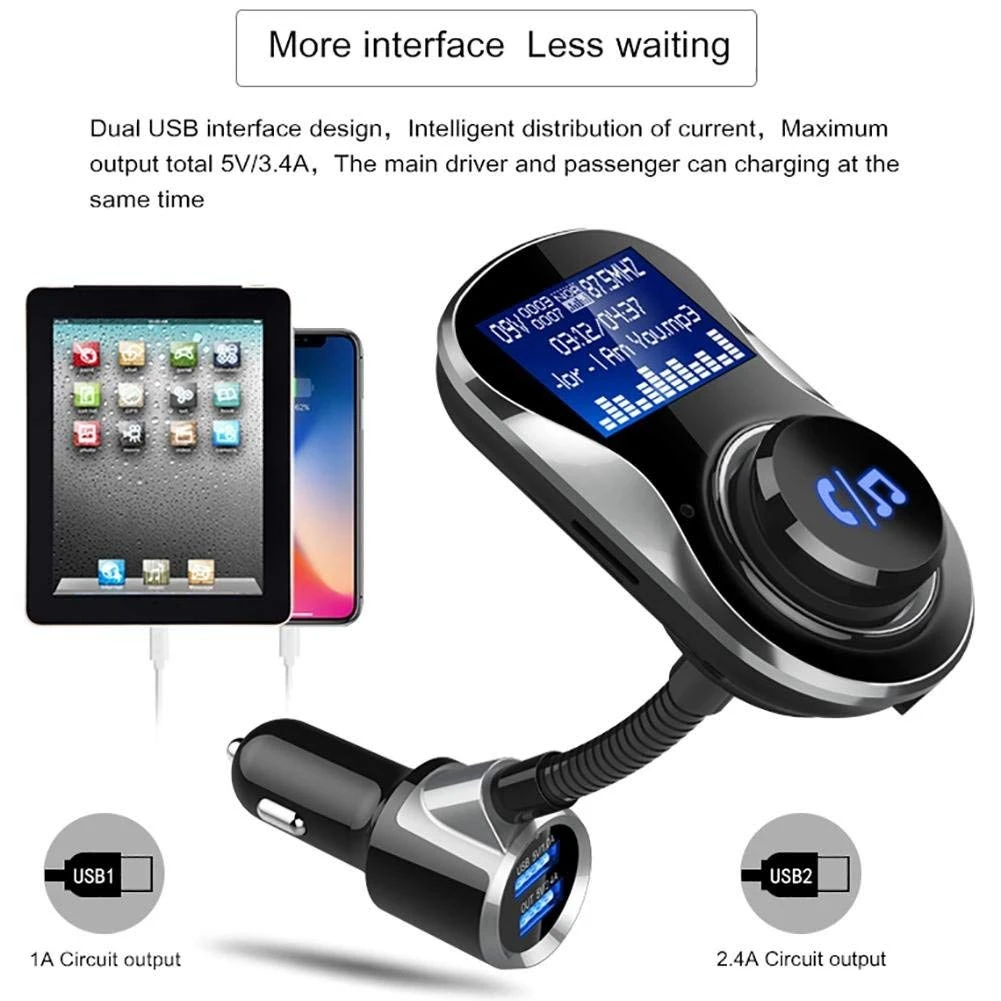 Car MP3 Bluetooth Player For TF Card U Disk With Remote Control BC26 New FM Transmitter Large Screen Mp3 Pl | Автомобили и