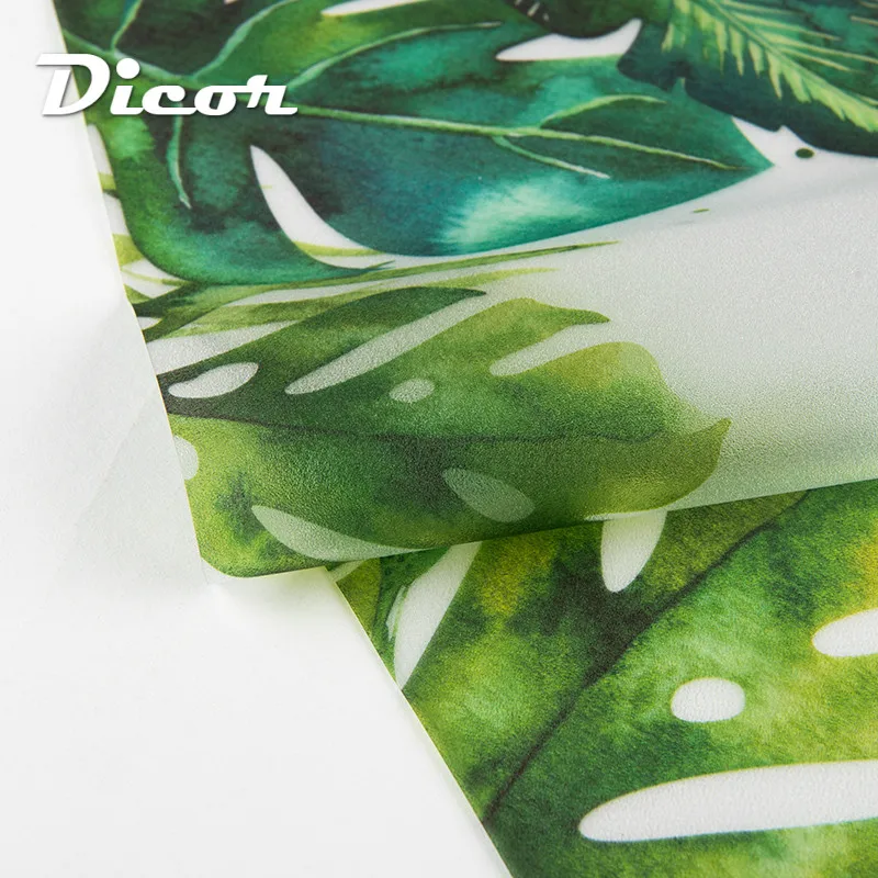 Дикор тропические джунгли стиль стеклянная пленка зеленые листья Наклейка на