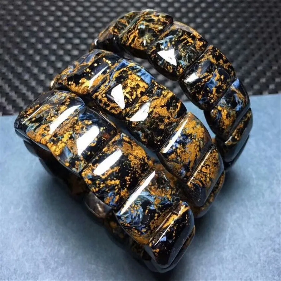 Женский и мужской браслет с прямоугольной бусиной AAAA из натурального желтого