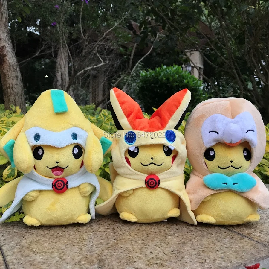 Плюшевые игрушки Pikachu для косплея накидка-пончо с рисунком милых животных