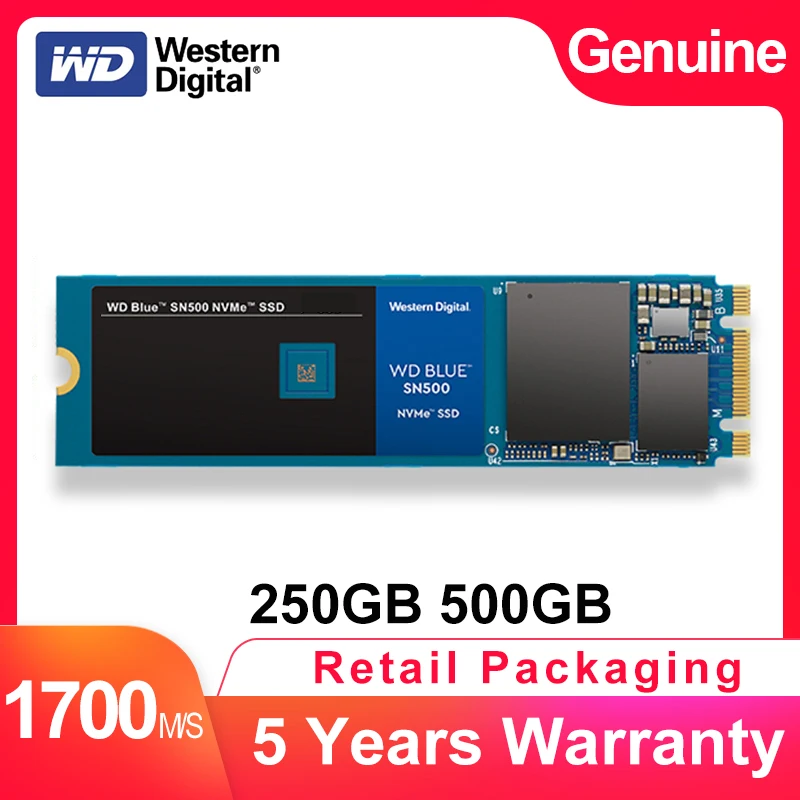 WESTERN DIGITAL WD BULE SN500 SSD 250GB 500GB M.2 2280 NVMe PCIe Gen3 * 2 Внутренний твердотельный накопитель для