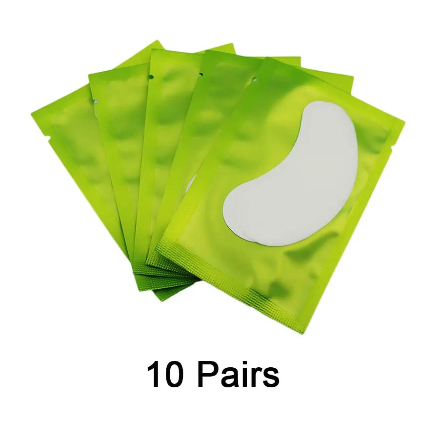 10pairs Green 10/20 Париж подушечки для наращивания ресниц коллагеновые гелевые подушечки для наращивания ресниц без ворса под накладки для наращивания ресниц - Цвет: 10pairs Green