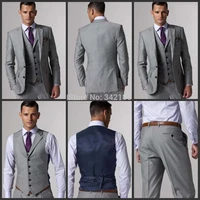 top sale custom side vent slim fit groom tuxedoslight grey best man notch lapel groomsman men wedding suitsbridegroom men suit