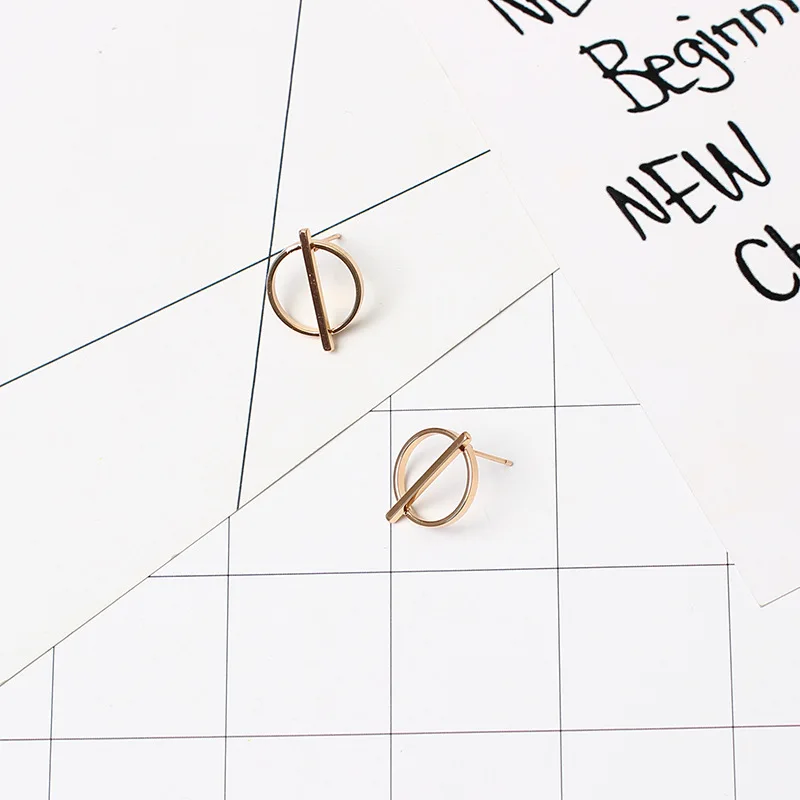 Простые креативные дизайнерские геометрические круглые серьги-гвоздики для