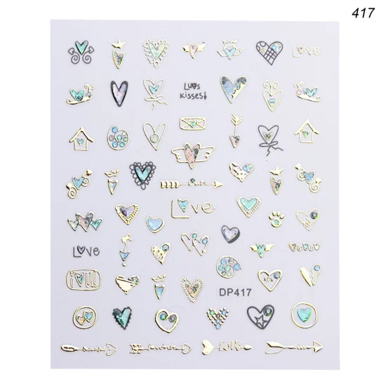 DP417 1 лист Шарм Золото 3D клей для накладных ногтей наклейки Наклейка Аврора Стразы снежинки Декор Маникюр ногтей слайдер советы TRDP413-424 - Цвет: DP417