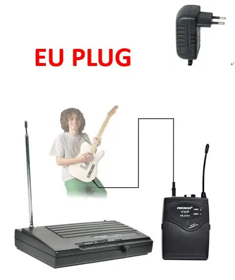 Freeboss FB-GT01 VHF беспроводной гитарный микрофон - Цвет: EU Plug