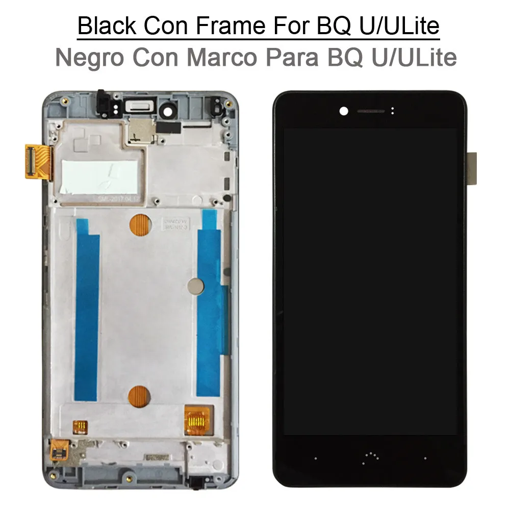 BlackU-ULiteConFrame Протестирован для BQ Aquaris U plus/U lite ЖК-дисплей+ кодирующий преобразователь сенсорного экрана в сборе для BQ U lcd Pantalla Tactil Con Marco - Цвет: BlackU-ULiteConFrame
