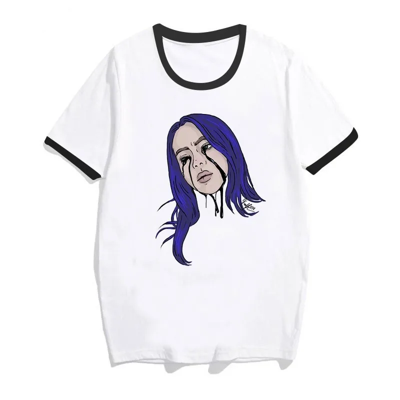 Футболка в стиле хип-хоп Billie Eilish, Повседневная футболка с круглым вырезом и коротким рукавом, летняя мужская и женская футболка, высокое качество, футболка, топ - Цвет: 1804